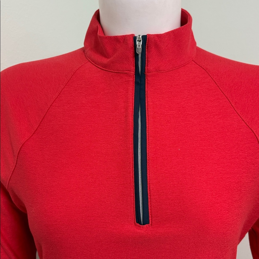 Peter Millar Quarter Zip Pullover Red And Navy Sm… - image 3